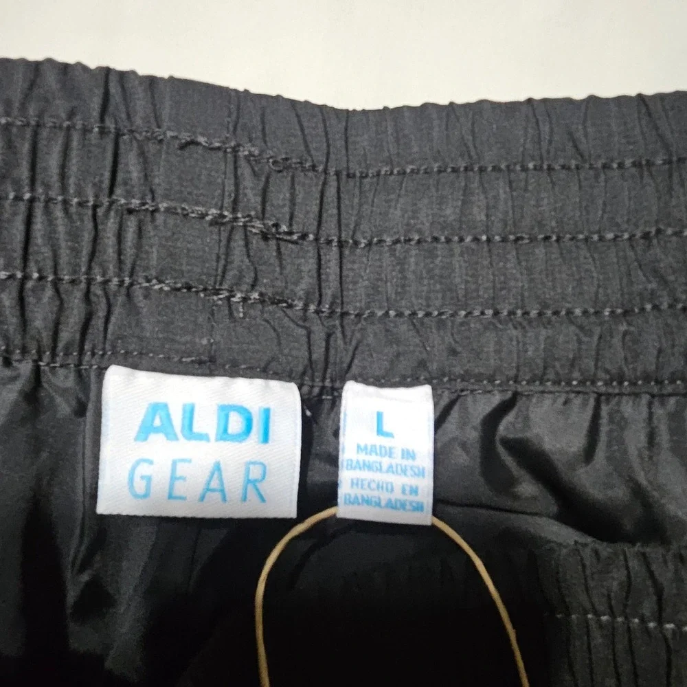 Aldi Gear Track Pants Mens Size L Black White Tear Away Press Button Retro Sport